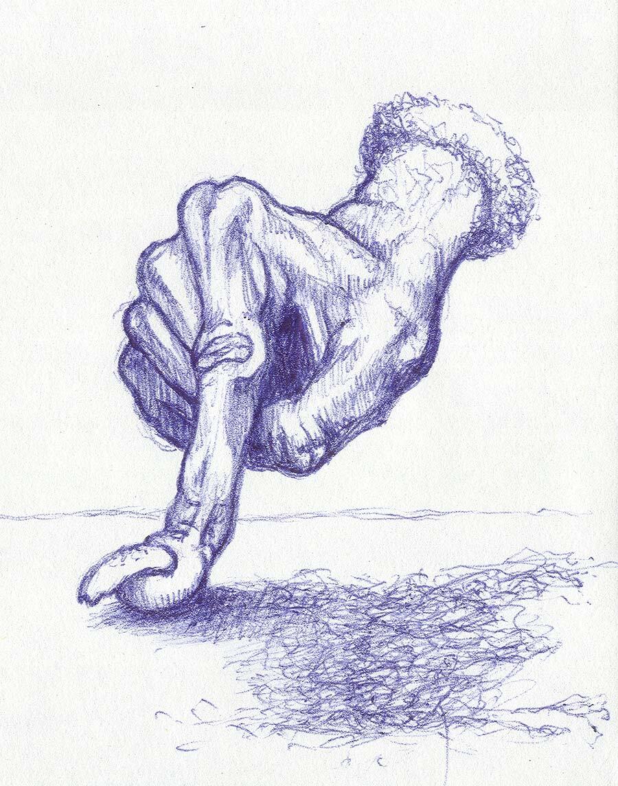 Drawing of an old hand