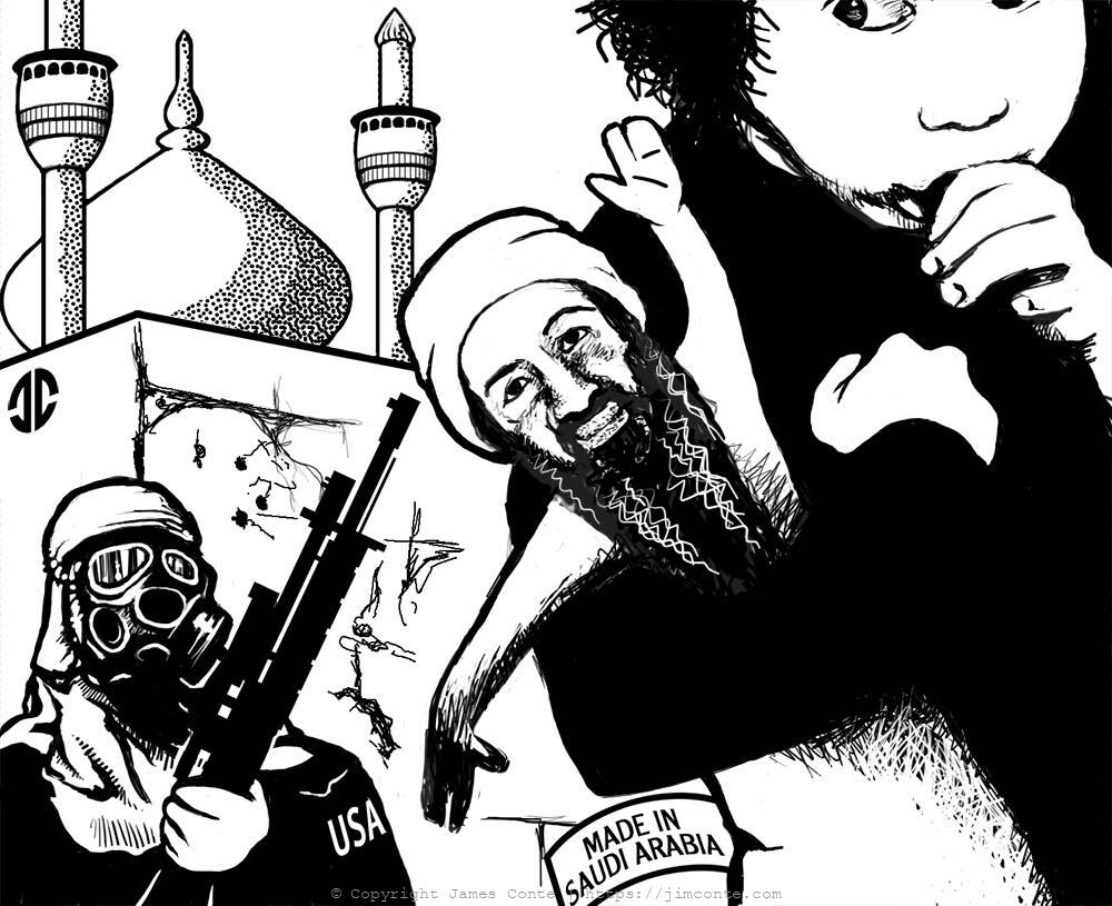 Editorial illustration with Osama Bin Laden