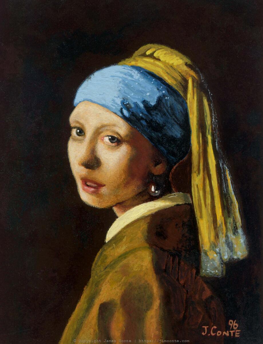 Painting of a woman after Vermeer